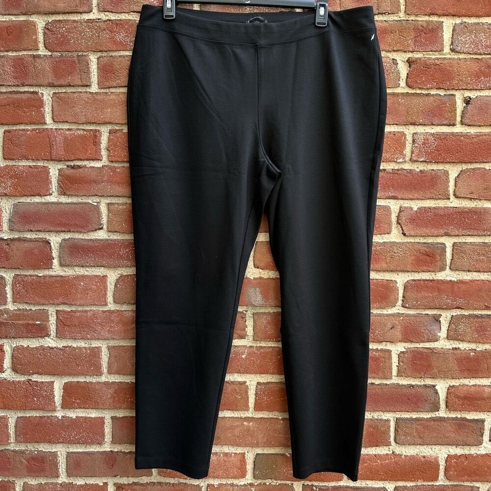 Eileen Fisher $198 ponte Stretch Tencel Black Ankle Pants 1X NWOT